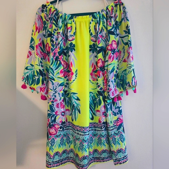 Lilly Pulitzer Payge Off Shoulder‎ Dress Bauble Yellow Lemur Alone GRAIL SMALL - Picture 3 of 10